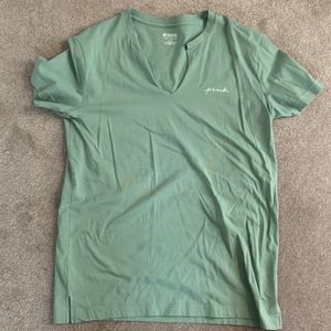 PINK notch neck T-shirt very pretty sage green color